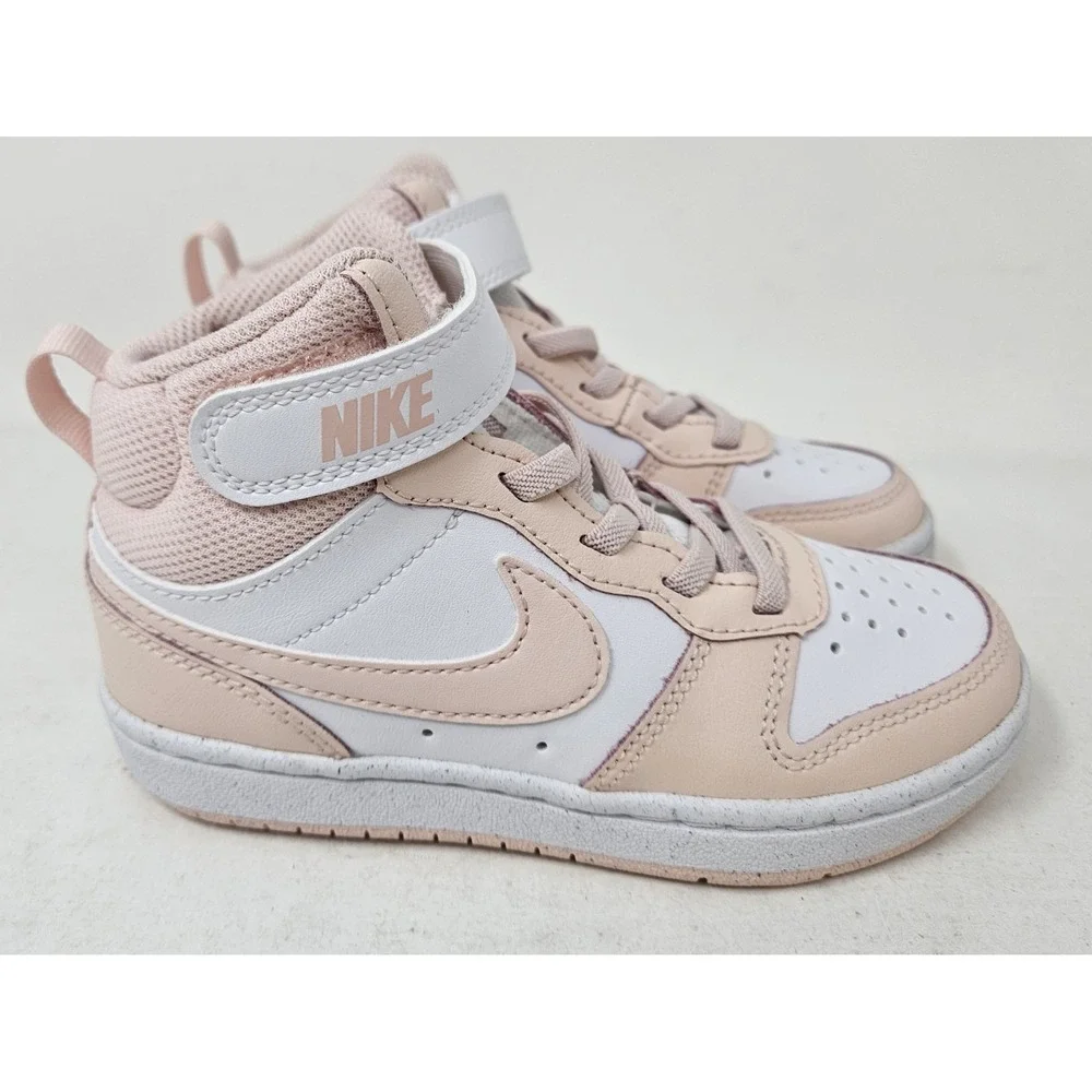 Nike Court Borough Mid 2 Little Kids Size 11C Pink/White CD7783-122 NEW w/o BOX